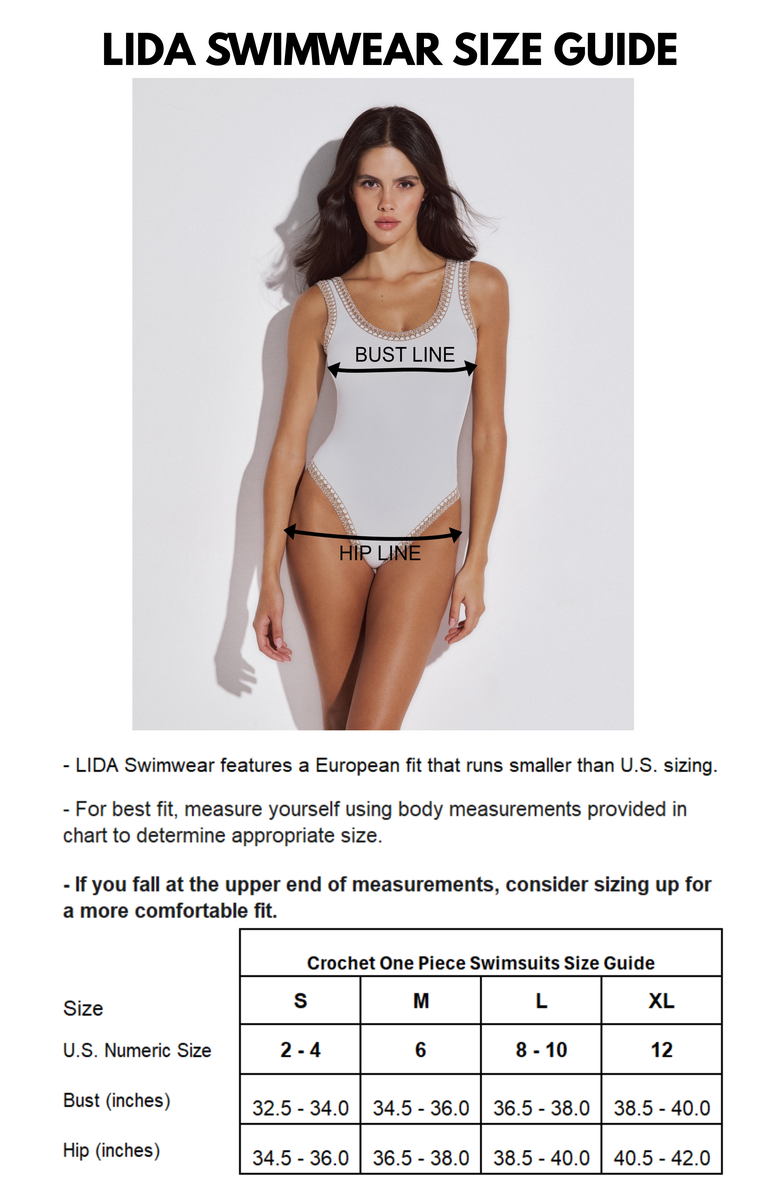 LIDA SWIMWEAR Selene One Piece Swimsuit with Crocheted Border, Alternate, color, Black