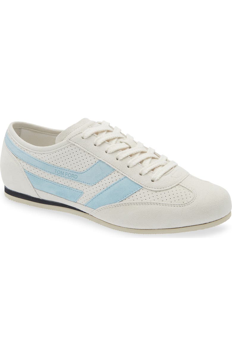 TOM FORD Brook Perforated Sneaker, Main, color, Cream/ Light Blue/ White