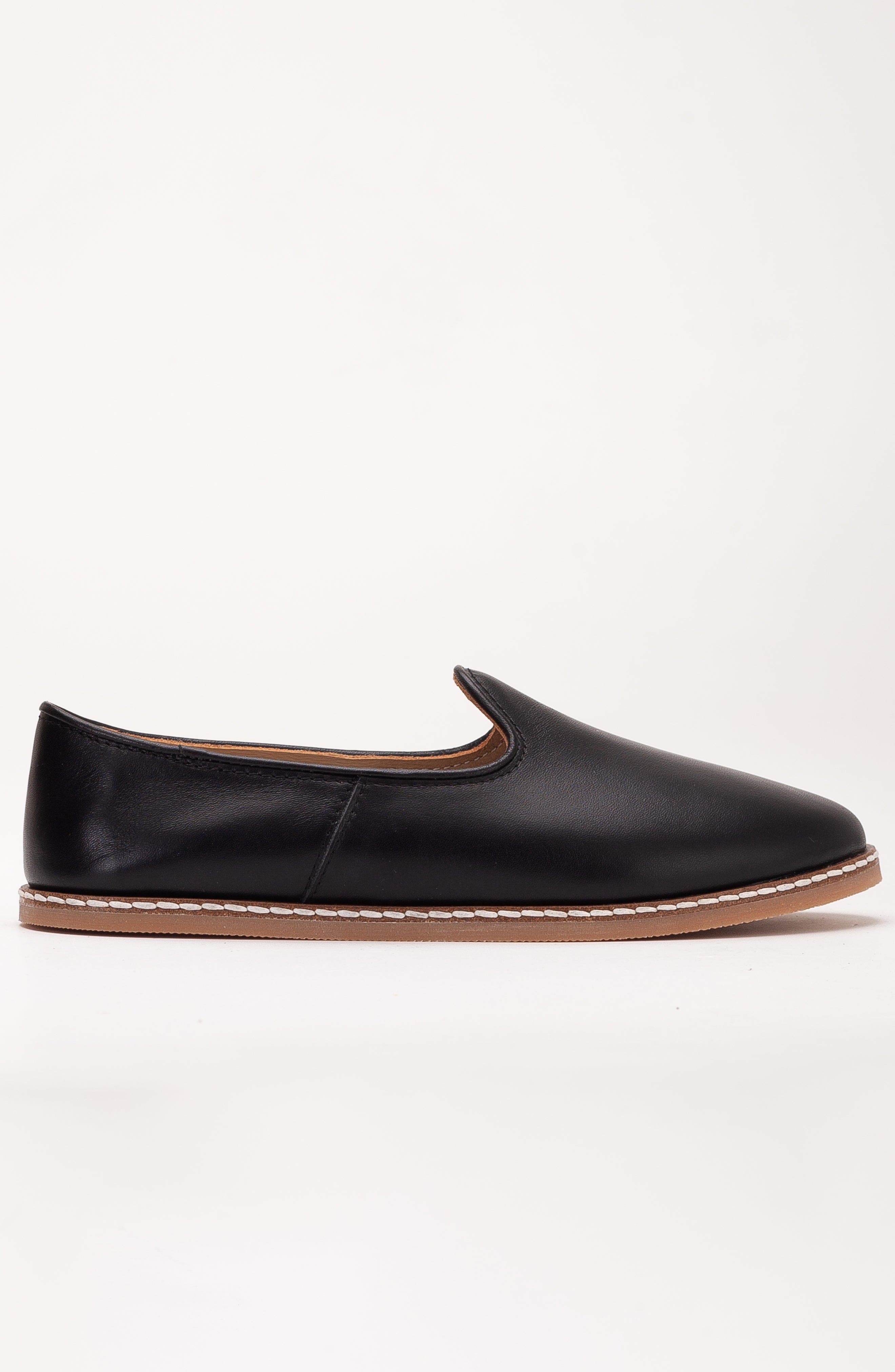 Forever & Always Shoes Dalya Leather Slip On Flats, Alternate, color, Black Leather