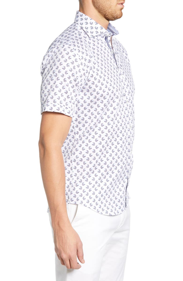 Bugatchi Shaped Fit Print Shirt, Alternate, color, 
