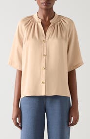 LK Bennett Amber Short Sleeve Button-Up Shirt