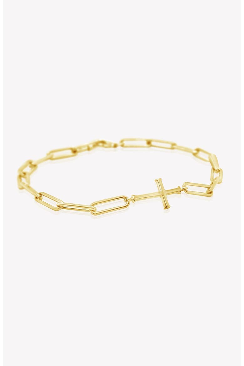 Chain Breaker Cross Bracelet, Main, color, 18k Gold Plated