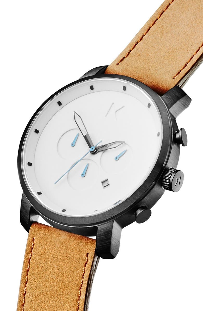 MVMT WATCHES MVMT Chronograph Leather Strap Watch, 45mm, Alternate, color, 