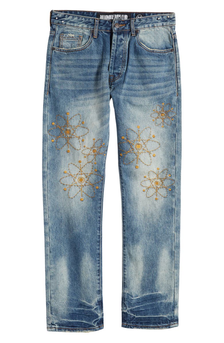 Billionaire Boys Club Nuclear Embroidered Straight Leg Jeans, Alternate, color, 