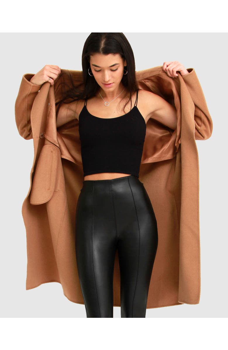 Belle & Bloom Boss Girl Double Breasted Lined Wool Coat, Alternate, color, Camel