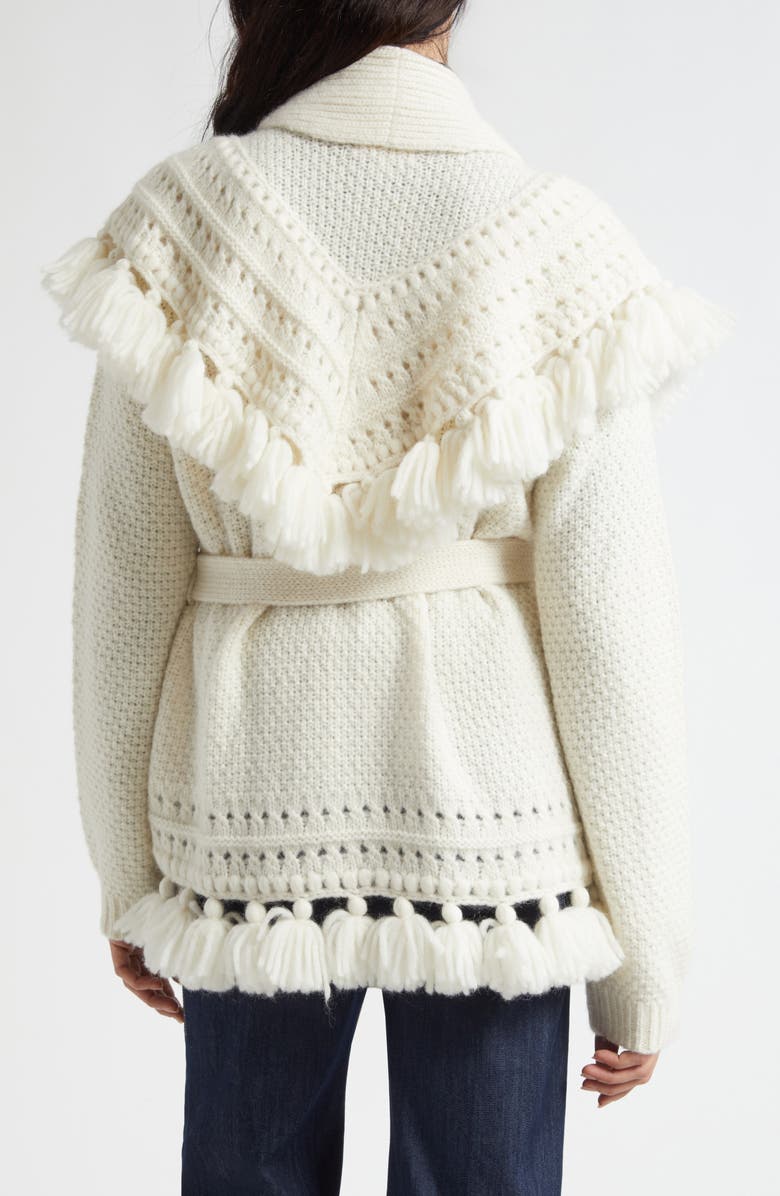 Cinq à Sept Asmi Belted Cardigan, Alternate, color, Ivory