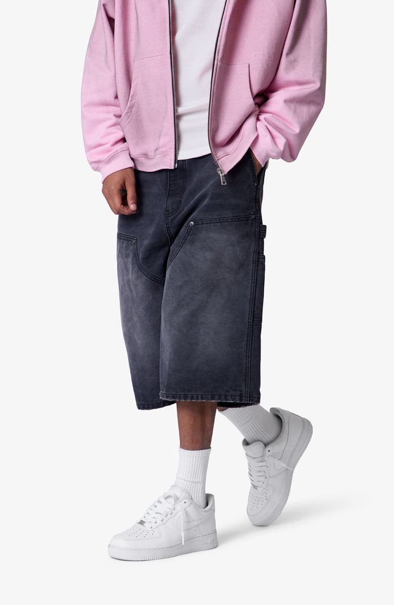 mnml Ultra Baggy Denim Carpenter Shorts, Alternate, color, Washed Black