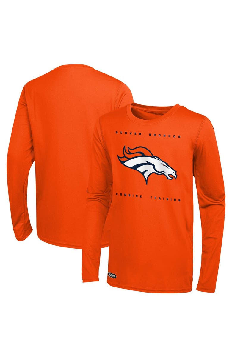 Outerstuff Men's Orange Denver Broncos Side Drill Long Sleeve T-Shirt, Main, color, 