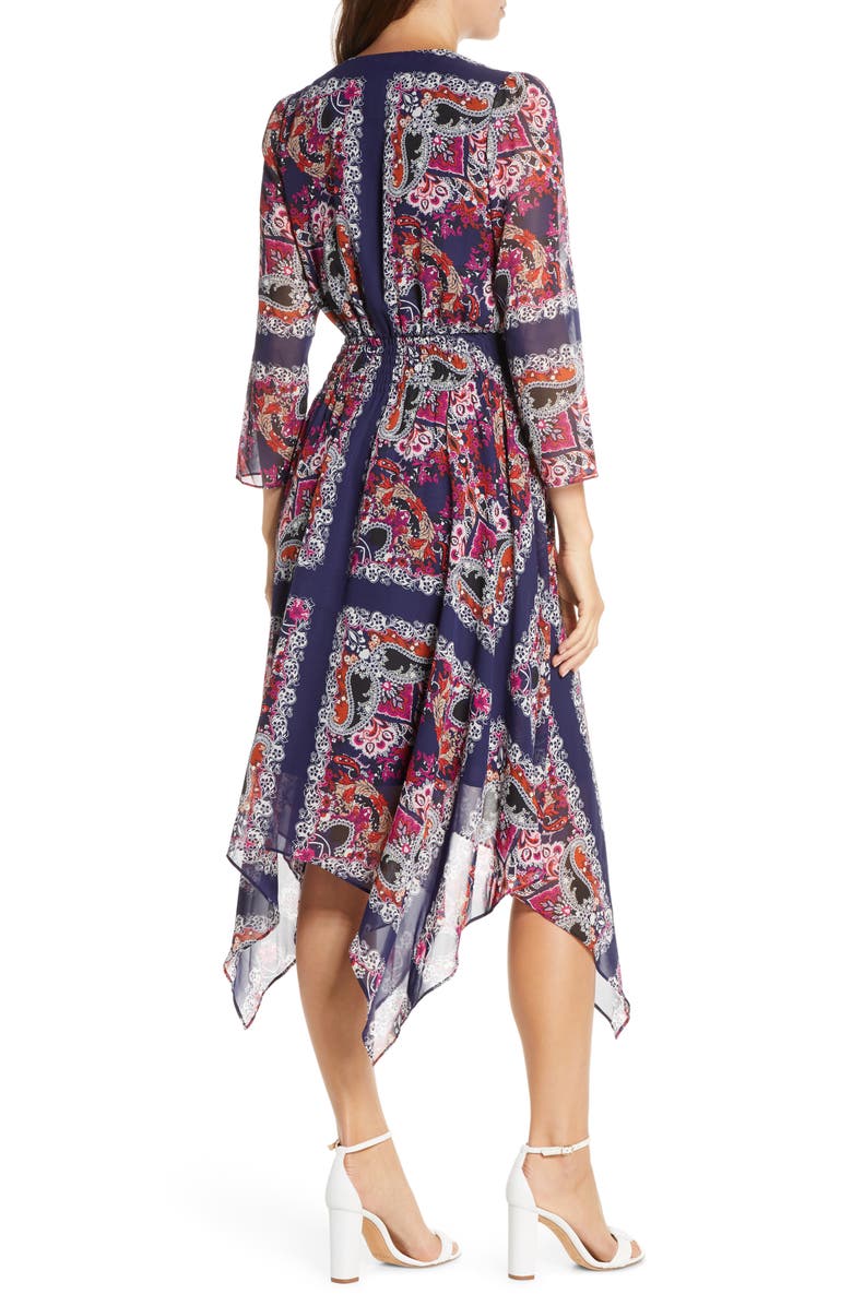 Vince Camuto Paisley Handkerchief Hem Midi Dress, Alternate, color,
