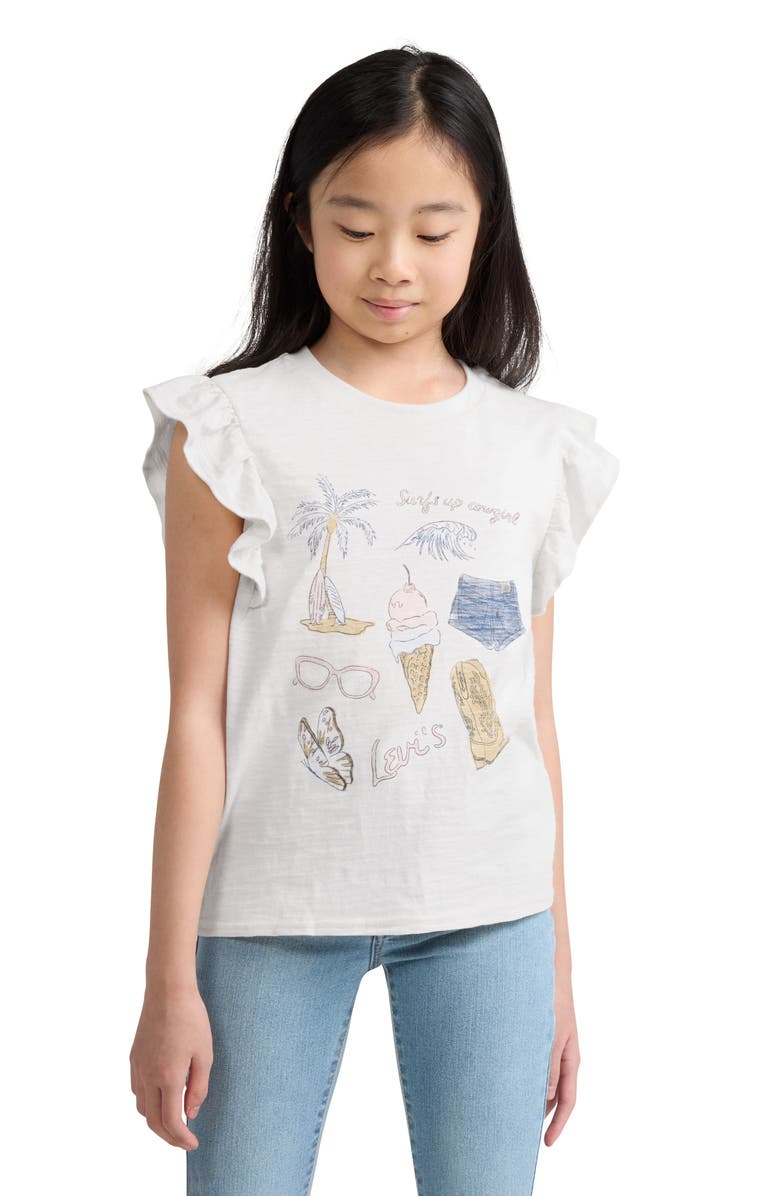 Levi's Kids' Coastal Flutter Sleeve Graphic T-Shirt, Alternate, color, Antique White