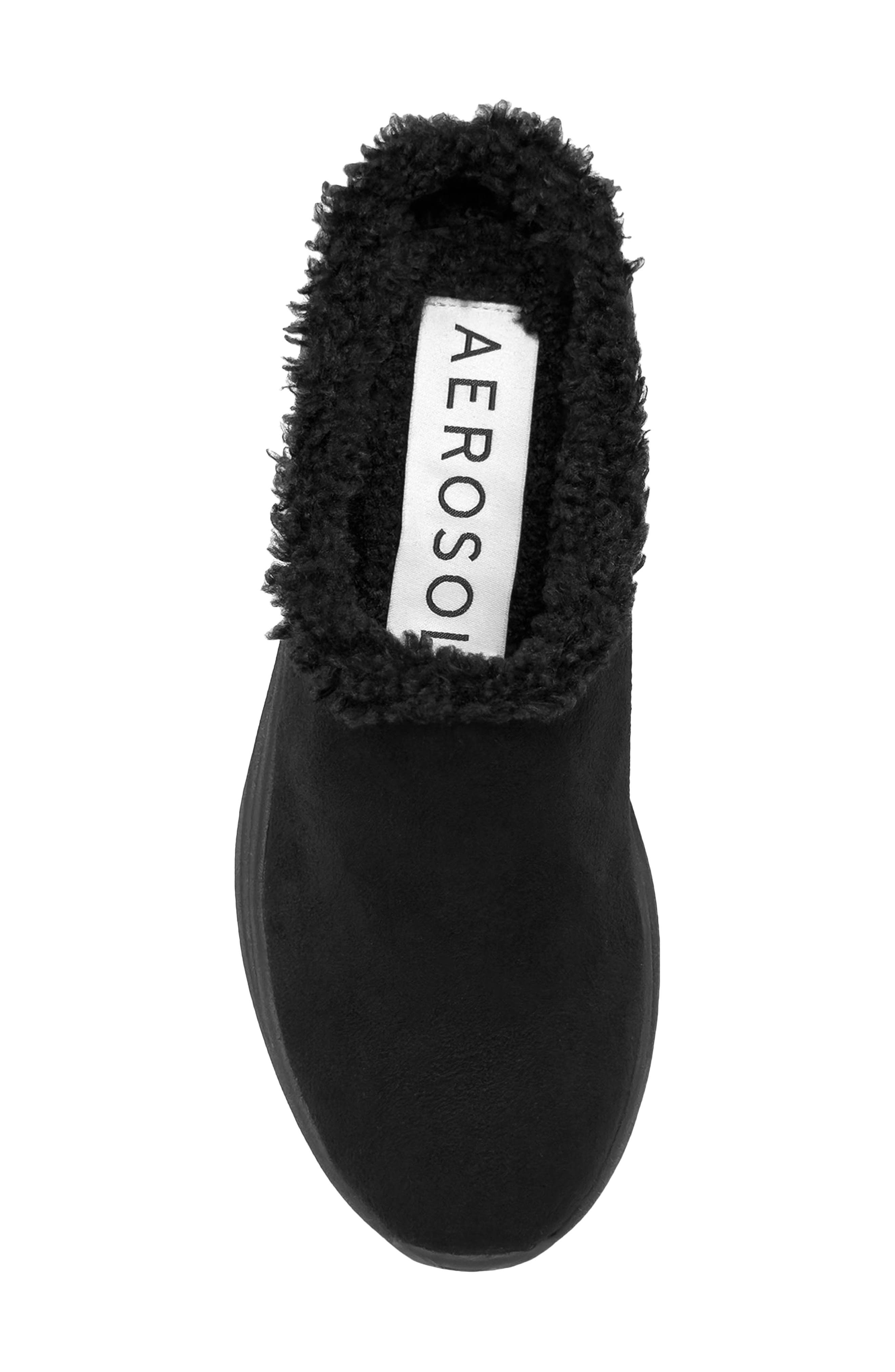 Aerosoles Flory Faux Shearling Slipper, Alternate, color, Black Suede Shearling