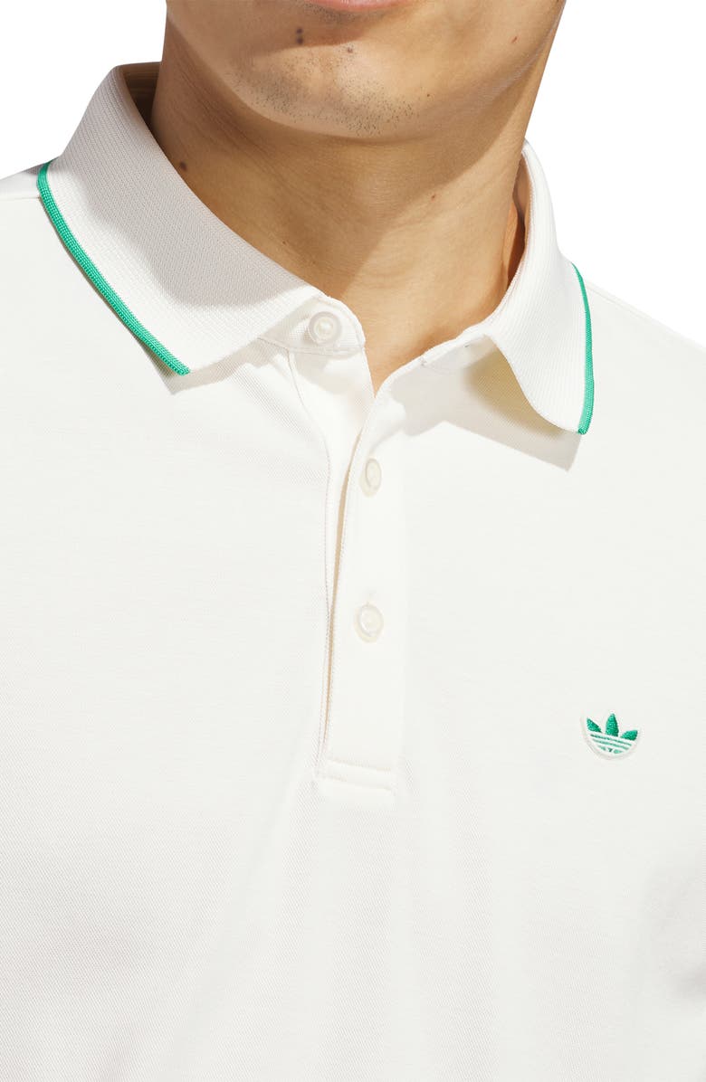 adidas Solid Twistknit Cotton Blend Golf Polo, Alternate, color, Chalk White/ Court Green