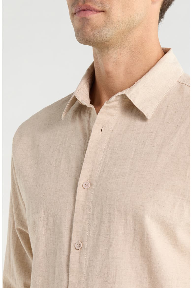 Classic Linen & Cotton Button-Up Shirt, Alternate, color, SAND