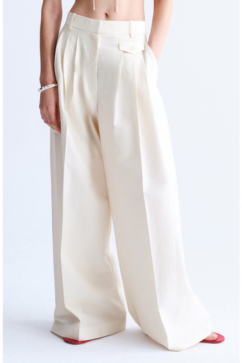 Pleat Front Wide Leg Pants, Main, color, ECRU