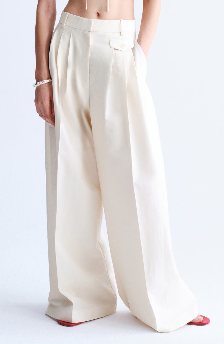 MANGO Pleat Front Wide Leg Pants, Main, color,