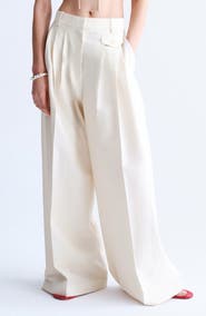 MANGO Pleat Front Wide Leg Pants
