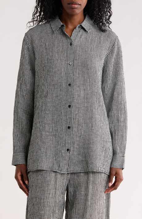 Eileen Fisher Classic Collar Organic Cotton Button-Up Shirt
