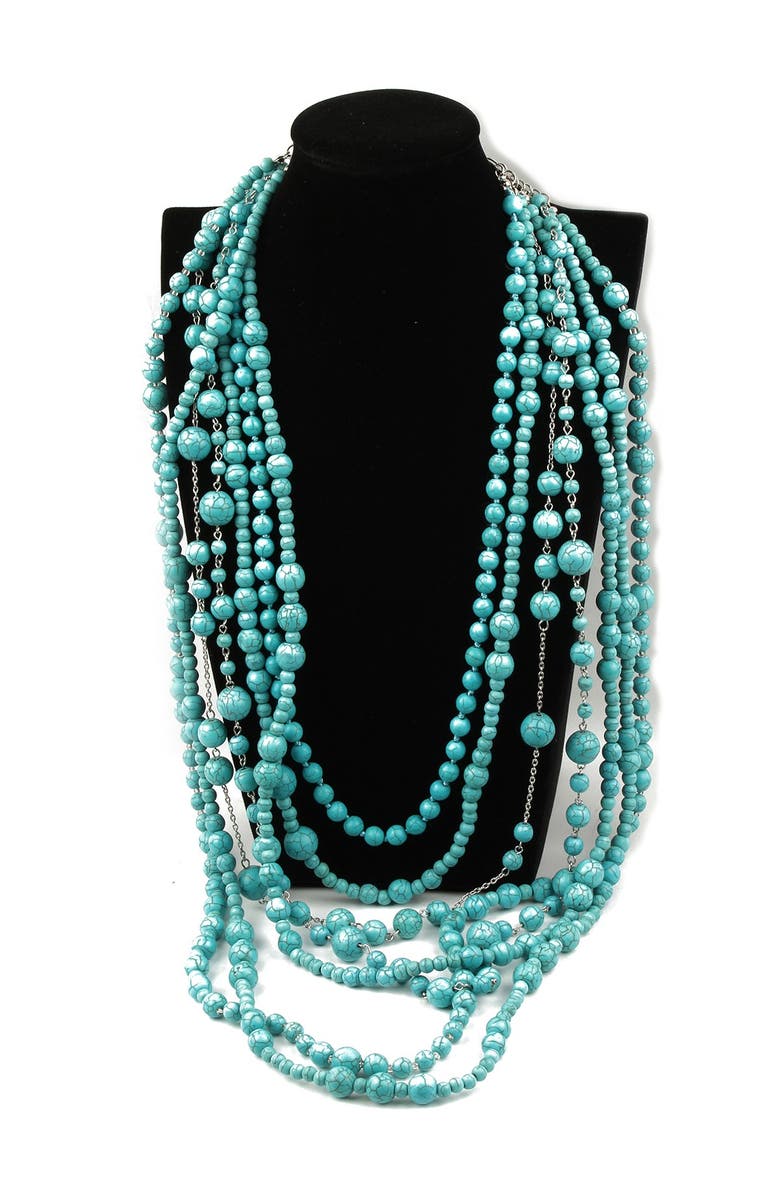 EYE CANDY LOS ANGELES Turquoise Bead Multi-Strand Necklace, Alternate, color, 