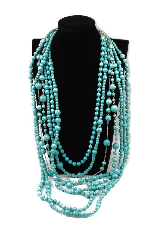 Eye Candy Los Angeles Turquoise Bead Multi-strand Necklace In Blue