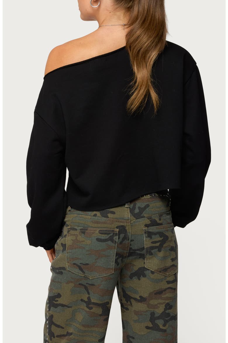 Aveline One-Shoulder Sweatshirt, Alternate, color, BLACK