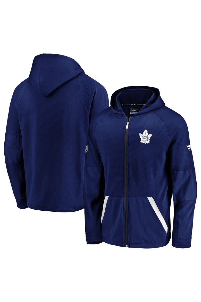 Men's Fanatics Branded Blue Toronto Maple Leafs Rinkside Grid-Back Raglan Full-Zip Jacket, Main, color, Blue