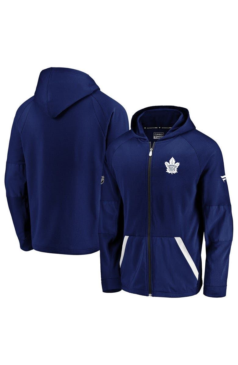 FANATICS Men's Fanatics Branded Blue Toronto Maple Leafs Rinkside Grid-Back Raglan Full-Zip Jacket, Main, color,