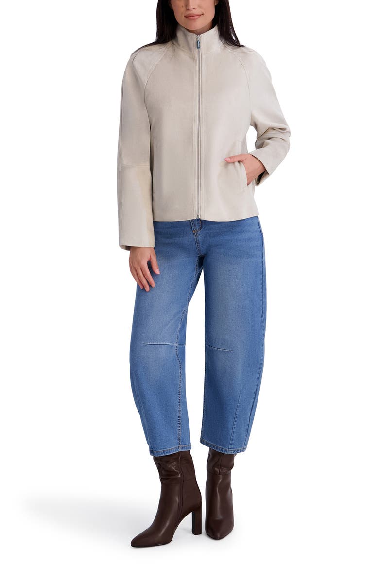 Faux Suede Scuba Jacket, Alternate, color, BONE