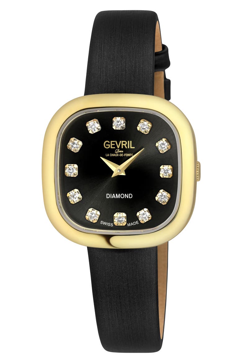 Infinita Diamond Leather Strap Watch, 34mm, Main, color, BLACK
