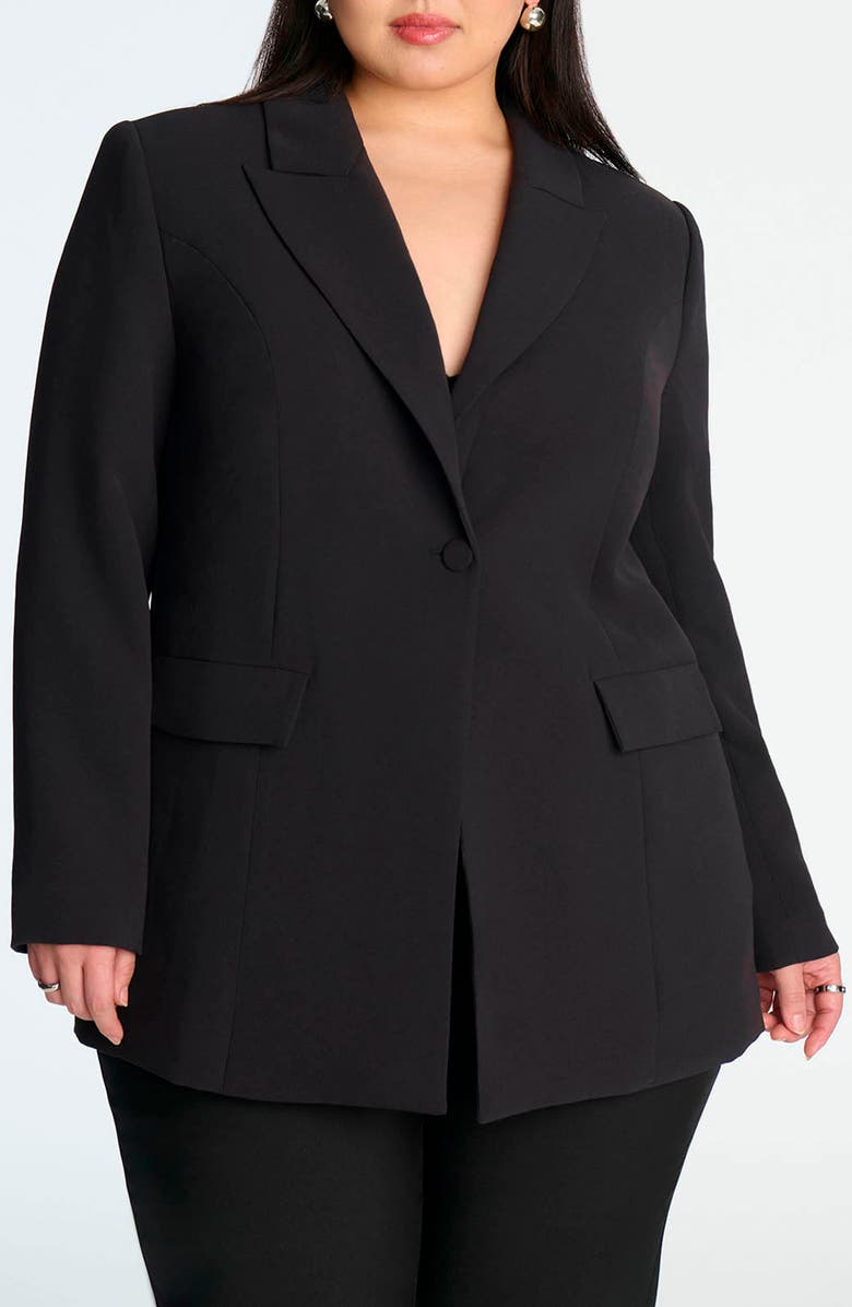 ELOQUII Heart Cutout Single Breasted Crepe Blazer, Main, color, 