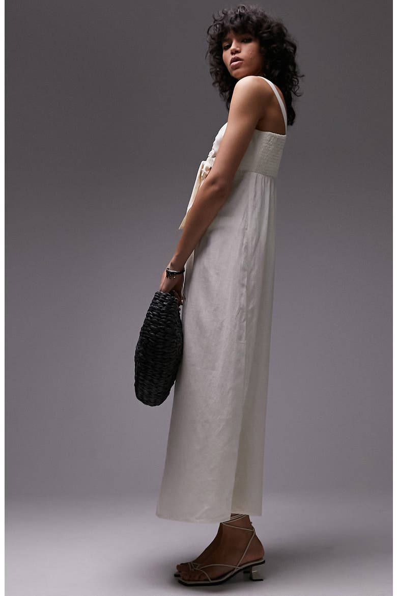 Tie Front Sleeveless Midi Dress, Alternate, color, CREAM