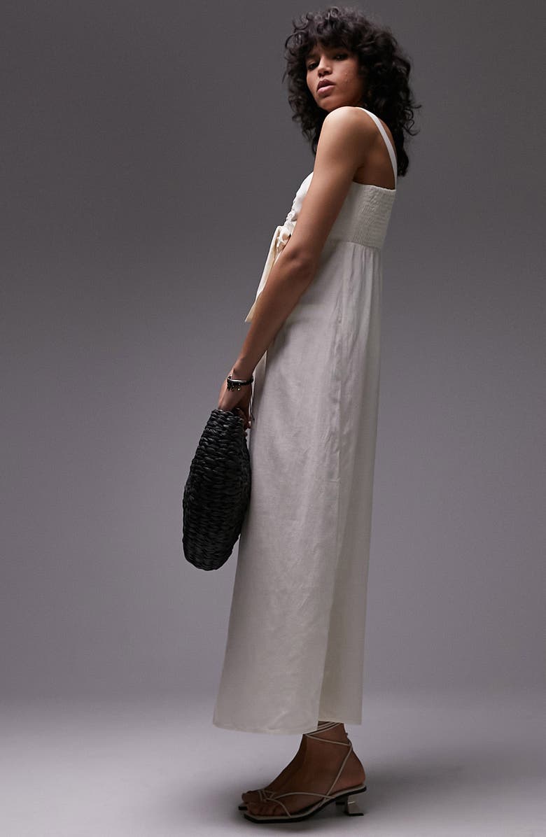 Topshop Tie Front Sleeveless Midi Dress, Alternate, color,