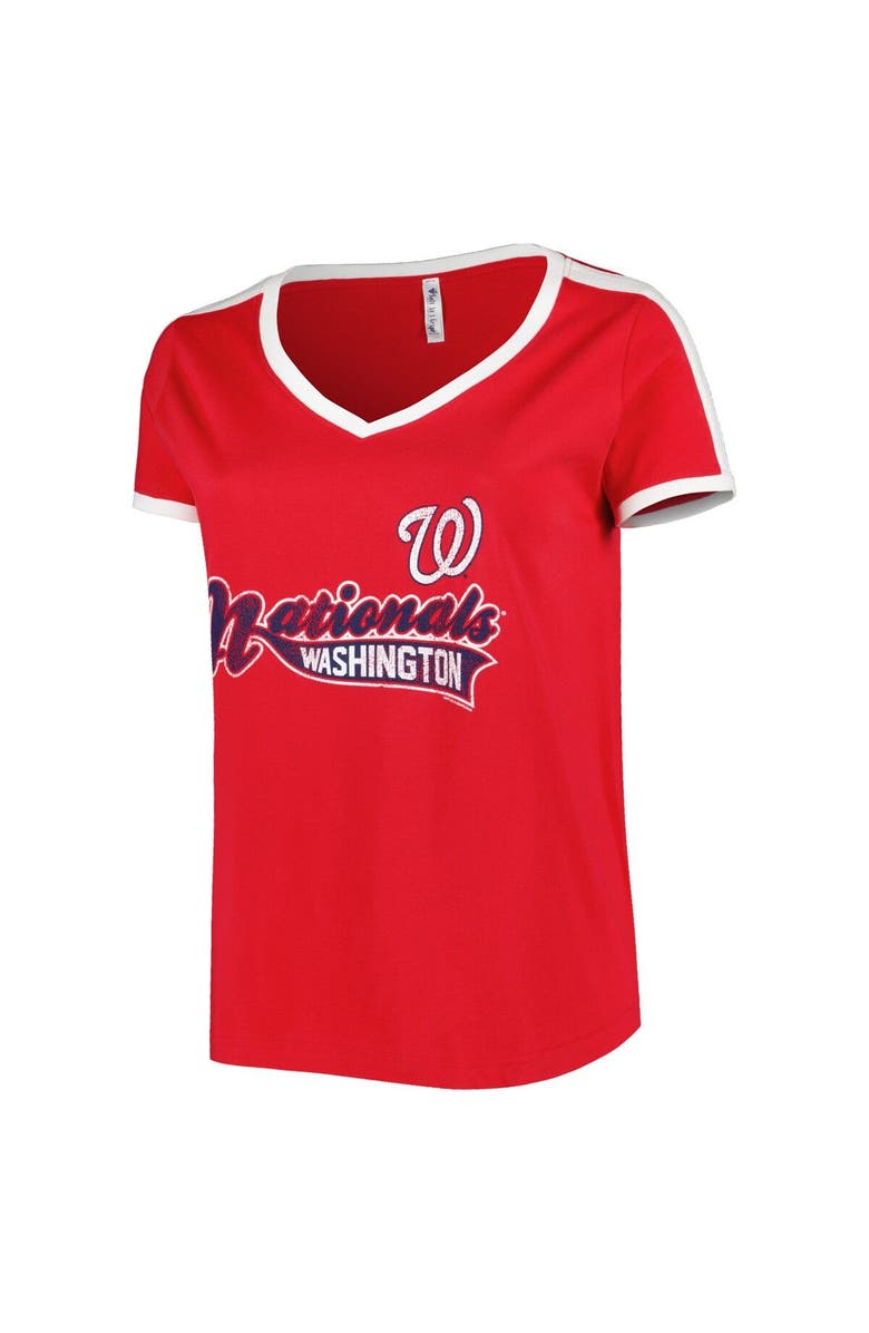 SOFT AS A GRAPE Women's Soft as a Grape Red Washington Nationals Plus Size V-Neck T-Shirt, Alternate, color, Red