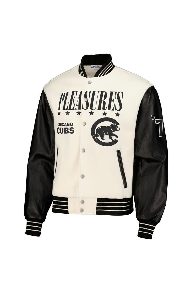 PLEASURES Men's PLEASURES White Chicago Cubs Full-Snap Varsity Jacket, Alternate, color, White