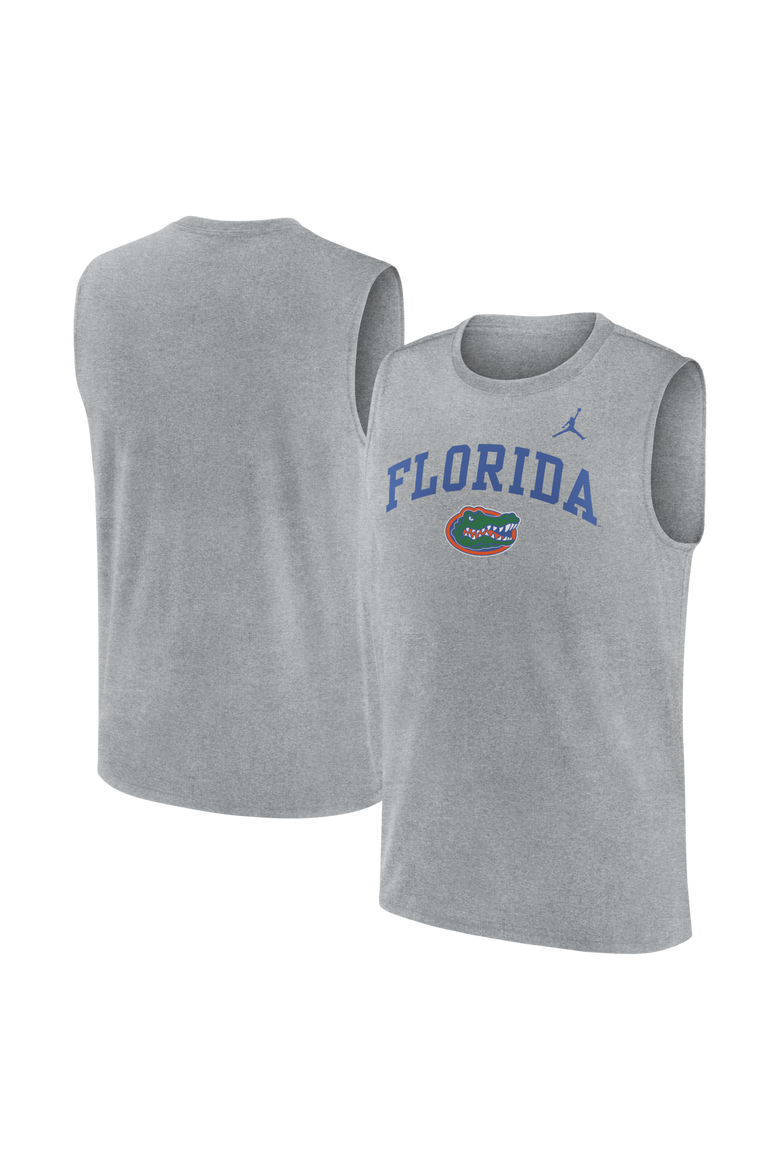 Men's Jordan Brand Heather Gray Florida Gators Primetime Legend Arch Dri-FIT Muscle Tank Top, Main, color, Heather Gray