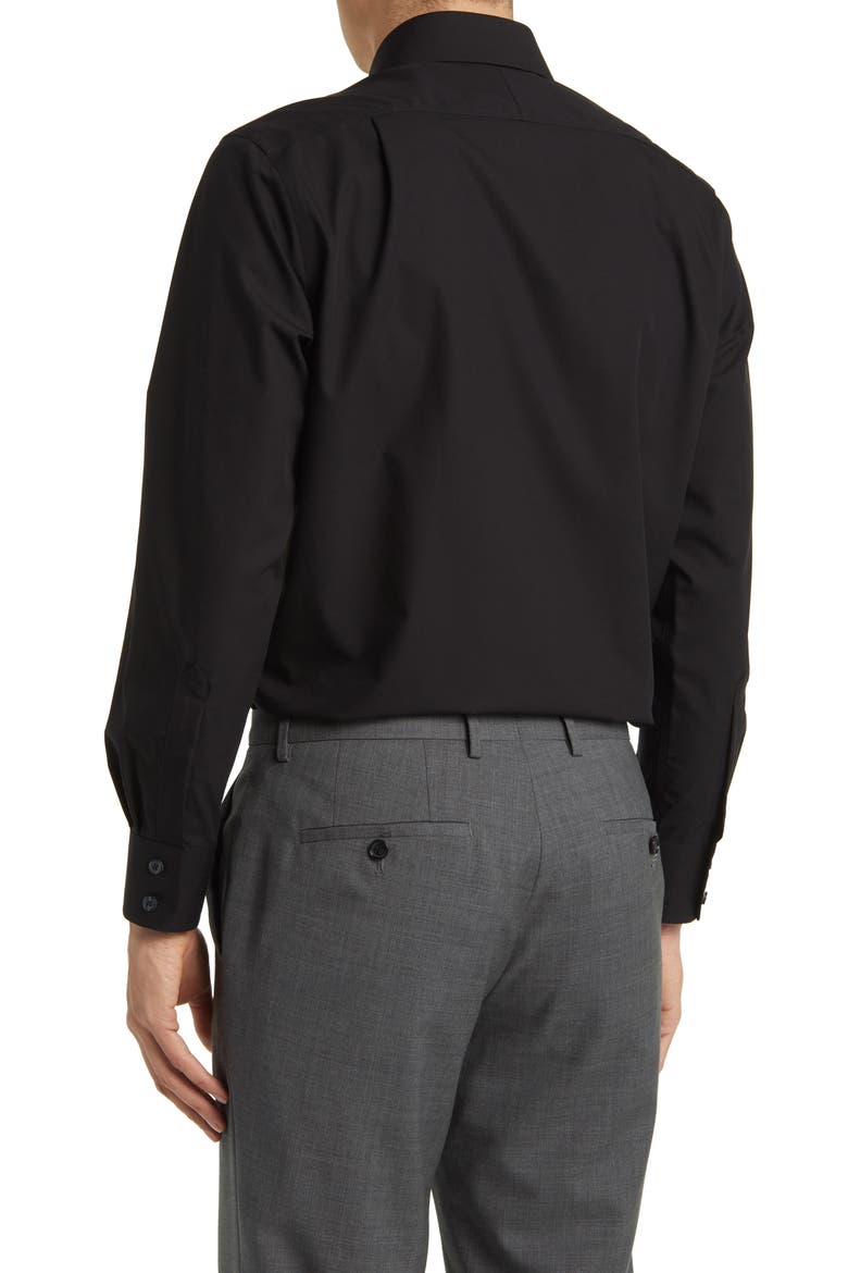 Slim Fit Non-Iron Cotton Poplin Dress Shirt, Alternate, color, BLACK