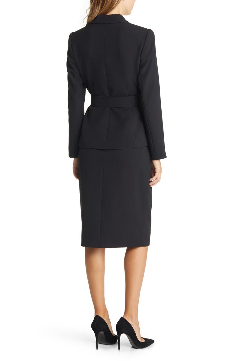 Nested Belted Jacket and Skirt, Alternate, color, BLACK