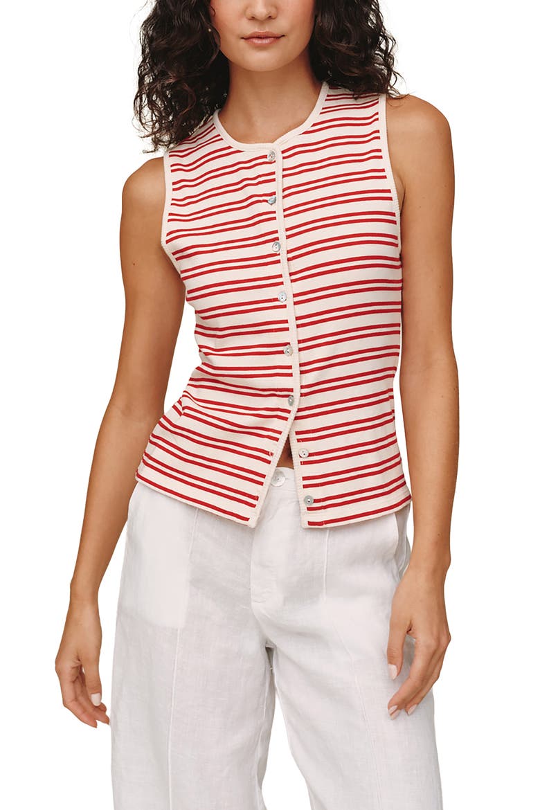 Sleeveless Front Button Knit Top, Main, color, SUNSET SAIL STRIPE