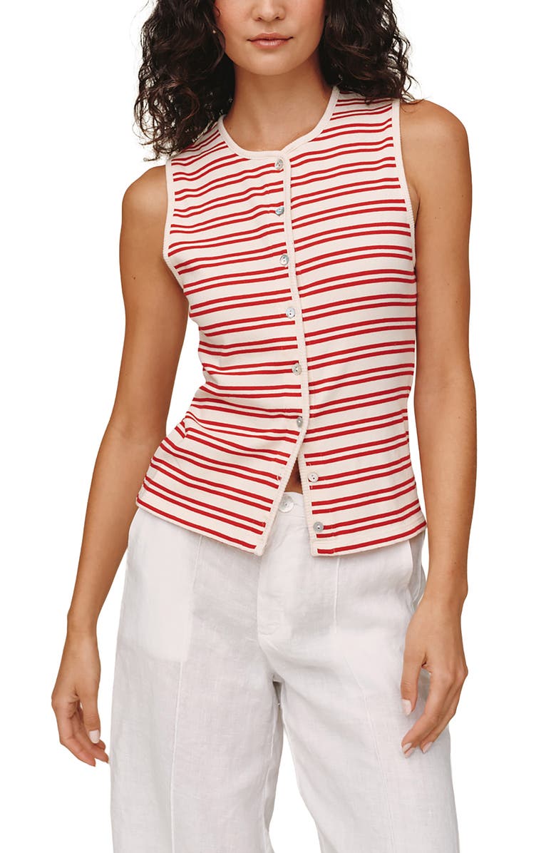 Bella Dahl Sleeveless Front Button Knit Top, Main, color, Sunset Sail Stripe