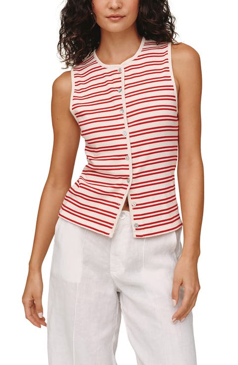 Sleeveless Front Button Knit Top