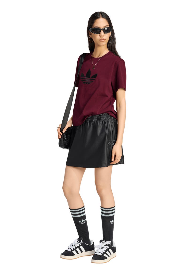 Adibreak Faux Leather Miniskirt, Alternate, color, BLACK/ UTILITY BLACK