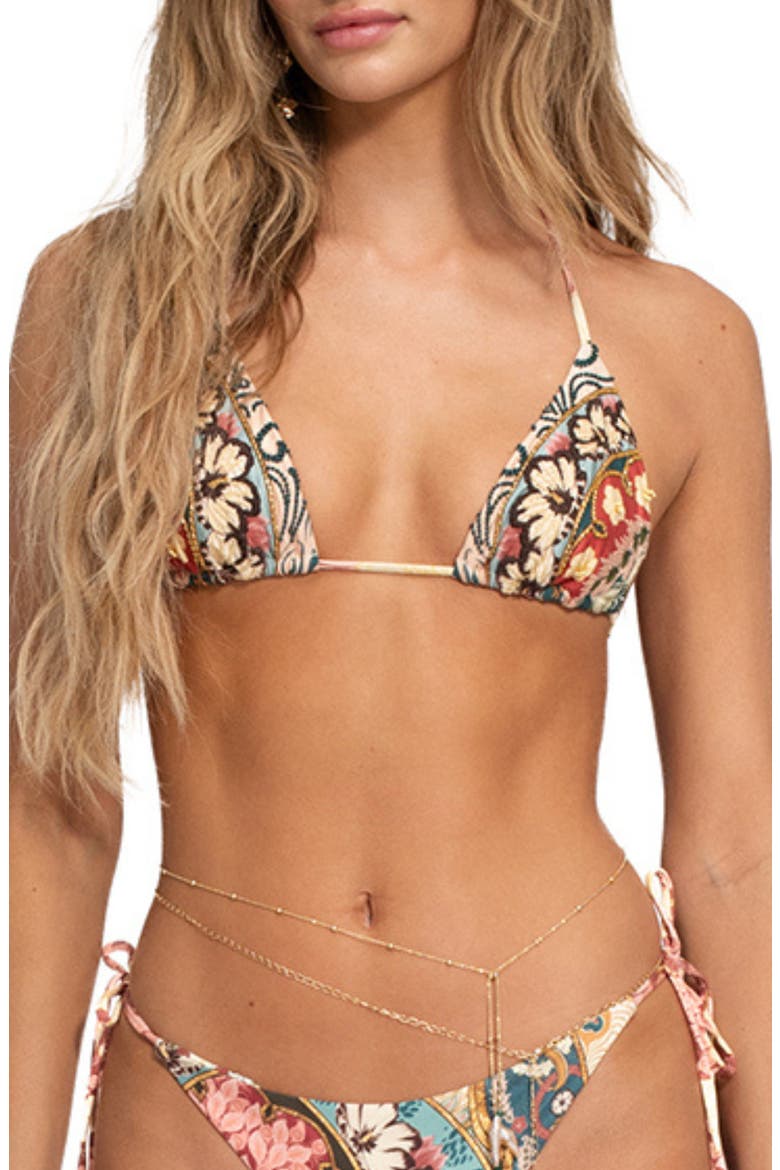 Lolita Especial Plume Triangle Bikini Top, Main, color, BLUE