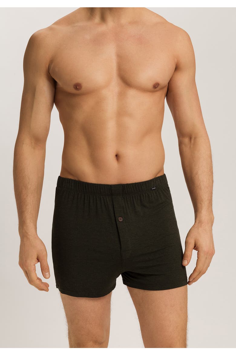 Casuals Single Jersey Boxers With Button Fly, Alternate, color, Earthy Ink Melange