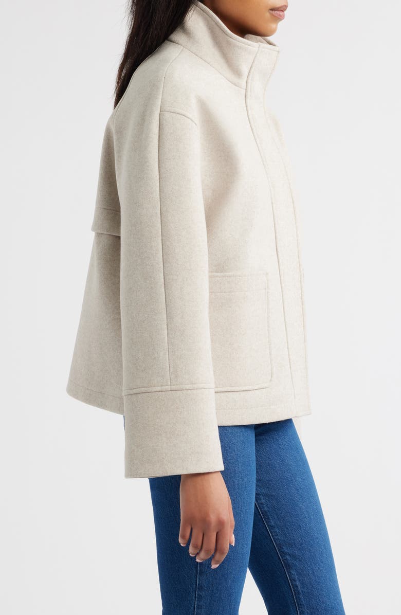 Sam Edelman Stand Collar Felt Jacket, Alternate, color, Oatmeal