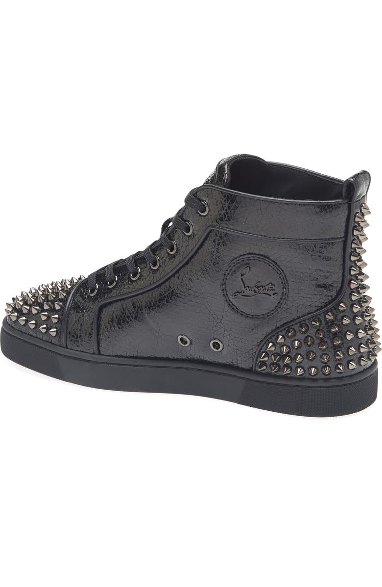 Christian Louboutin Lou Spikes 2 Flat Snakeskin Embossed High Top Sneaker, Alternate, color,