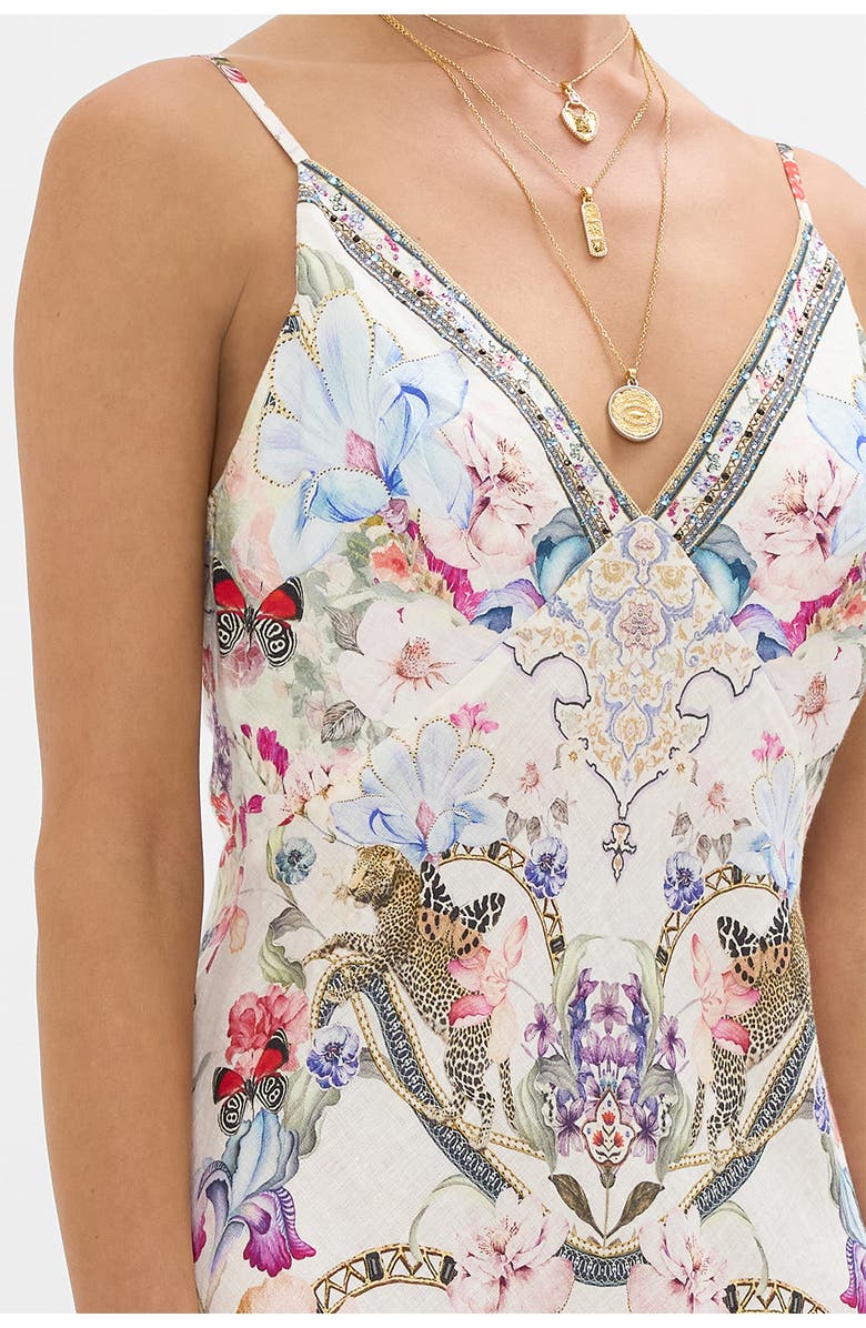 Camilla V Neck Full Length Bias Slip Dress Monserrate Magic, Alternate, color, Monserrate Magic