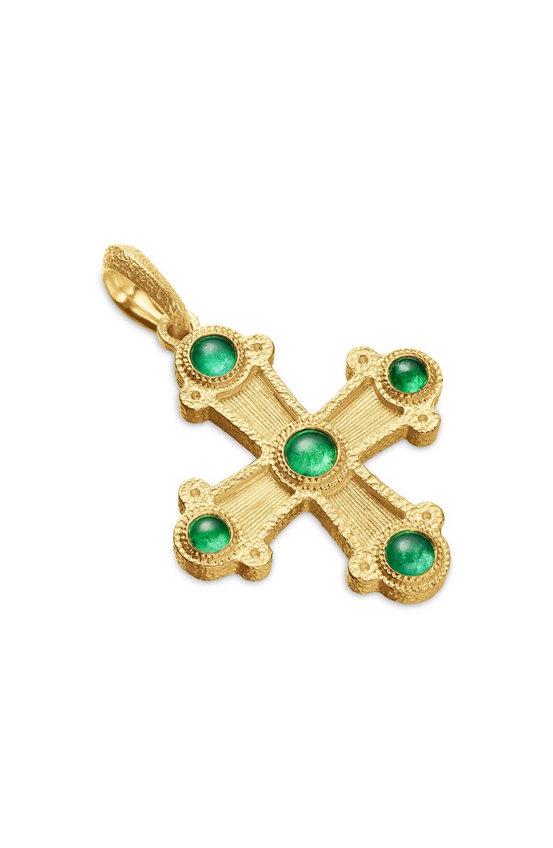 David Yurman Shipwreck Cross Amulet in 18K Yellow Gold with Gems, Alternate, color, 18K Yellow Gold/ Emerald