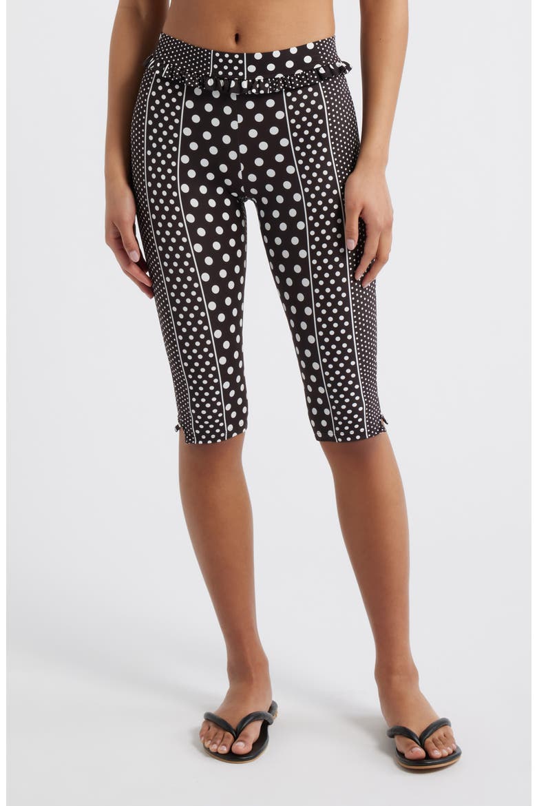 Mixed Print Capri Pants, Main, color, BLACK/ WHITE MULTI
