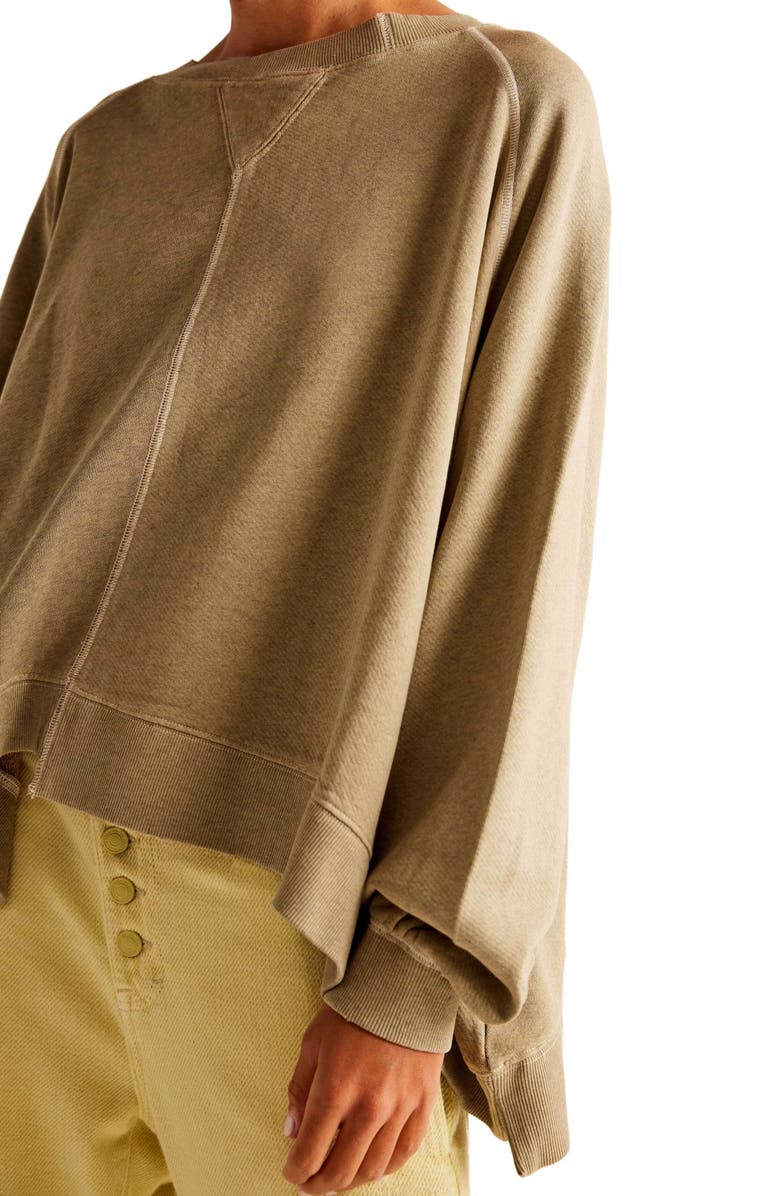 Free People Rework It and Reverse It Exposed Seam Cotton Sweatshirt, Alternate, color,