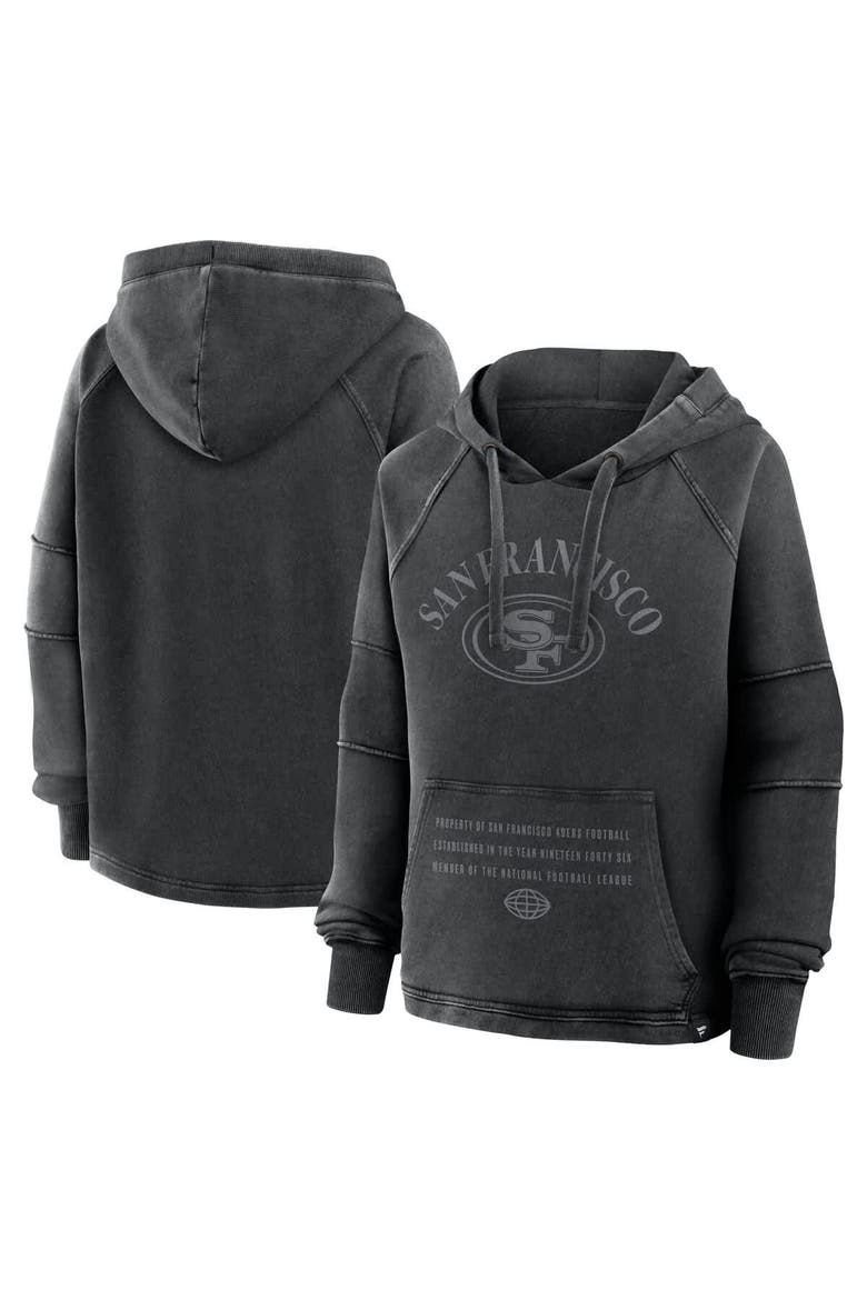 Women's Fanatics Black San Francisco 49ers Oversized Raglan Gridiron Hoodie, Alternate, color, Black