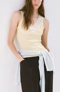 MANGO Lace Trim Lyocell Tank